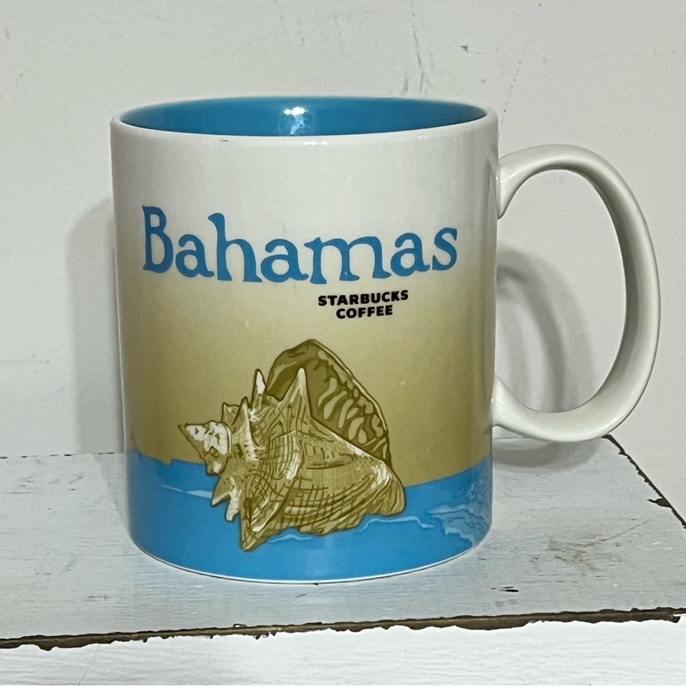 Starbucks Bahamas Coffee Mug 2017 Queen Conch Shell Cruise Ship 16oz Blue Mug‎